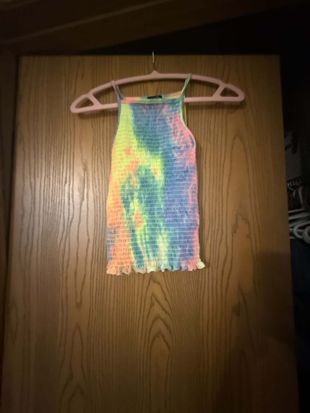 rue21 Tie-Dye Smocked Lettuce Edge Tank Top Size S